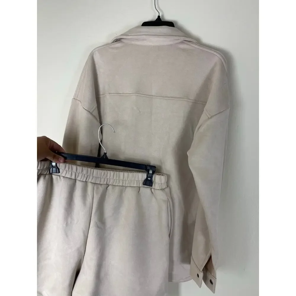 KIRUNDO Women's Suede Tracksuit - Tan, Size M - New!